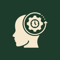 Silhouette head with gear and clock