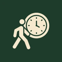 Person carrying a clock icon